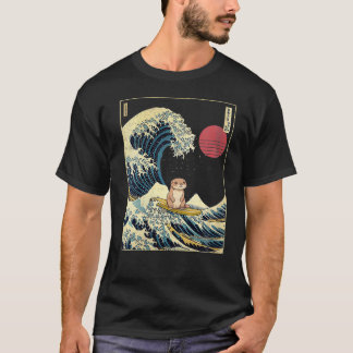 Otter Japanese Kanagawa Wave Funny Surf Animal VNe T-Shirt