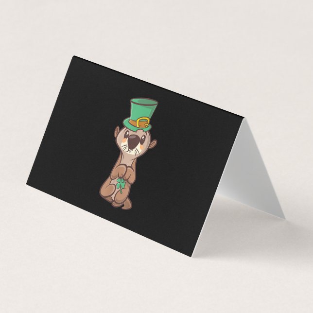 Otter Leprechaun St Patrick Day Kids & Adults Business Card (Front)