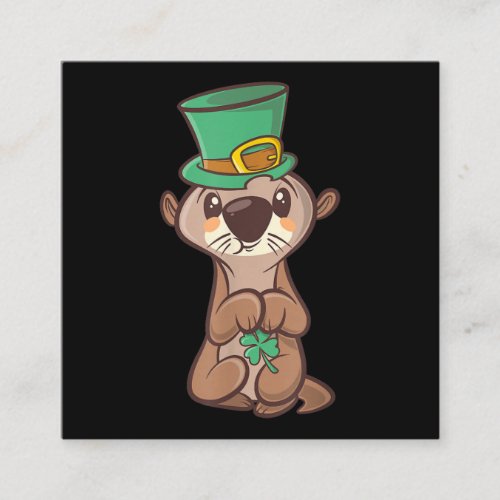 Otter leprechaun st patricks day Gift for mom Square Business Card