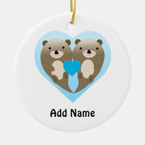 Otter Love Ceramic Ornament