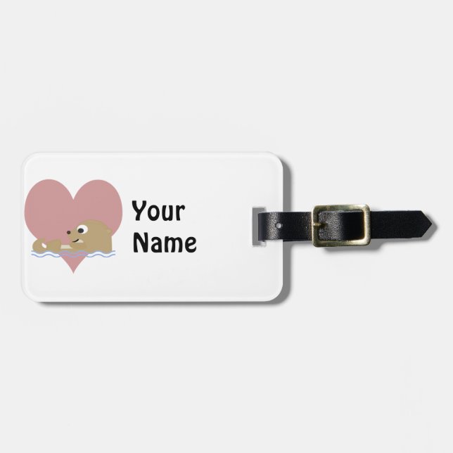 Otter Love Luggage Tag (Front Horizontal)