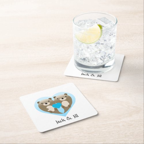 Otter Love Square Paper Coaster