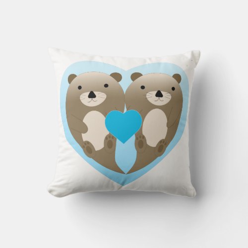 Otter Love Throw Pillow