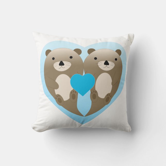 Otter Love Throw Pillow (Front)