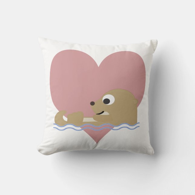 Otter Love Throw Pillow (Front)