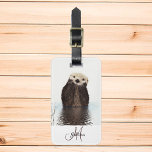 Otter Lover Monogram Personalized Luggage Tag<br><div class="desc">This design was created though digital art. It may be personalized in the area provide or customizing by choosing the click to customize further option and changing the name, initials or words. You may also change the text color and style or delete the text for an image only design. Contact...</div>