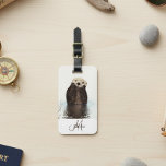 Otter Lover Monogram Personalized Luggage Tag<br><div class="desc">This design was created though digital art. It may be personalized in the area provide or customizing by choosing the click to customize further option and changing the name, initials or words. You may also change the text color and style or delete the text for an image only design. Contact...</div>