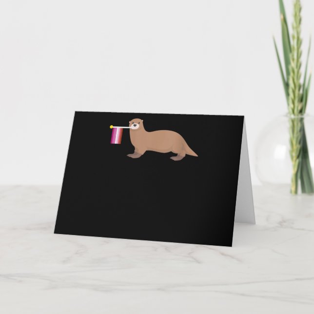 Otter Lovers | Otter Lesbian Flag Cute Rainbow Card (Front)