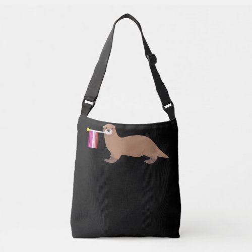 Otter Lovers  Otter Lesbian Flag Cute Rainbow Crossbody Bag