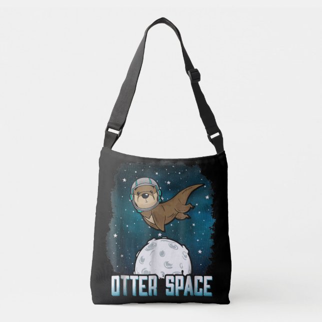 Otter Lovers |Otter Space Funny Outer Space Animal Crossbody Bag (Front)