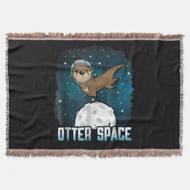 Otter Lovers |Otter Space Funny Outer Space Animal Throw Blanket (Front)