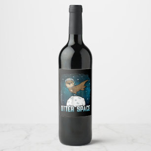 Otter Lovers Otter Space Funny Outer Space Animal Wine Label