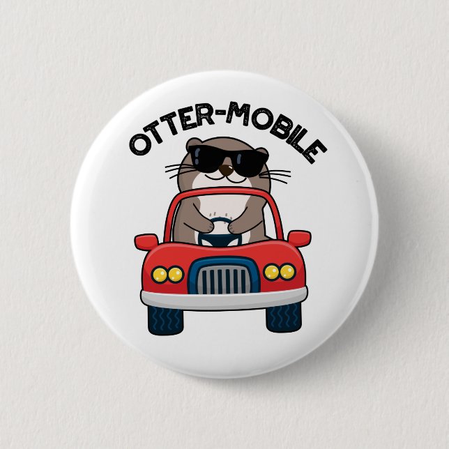 Otter-mobile Funny Animal Car Pun  Button (Front)