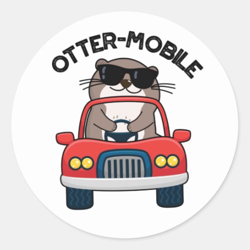 Otter_mobile Funny Animal Car Pun  Classic Round Sticker