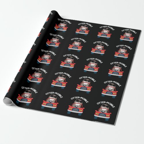 Otter_mobile Funny Animal Car Pun Dark BG Wrapping Paper