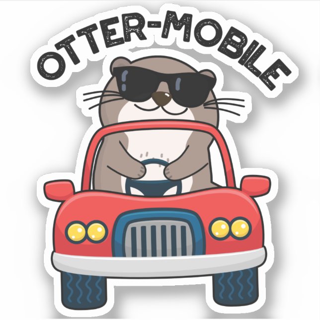 Otter-mobile Funny Animal Car Pun  Sticker (Front)