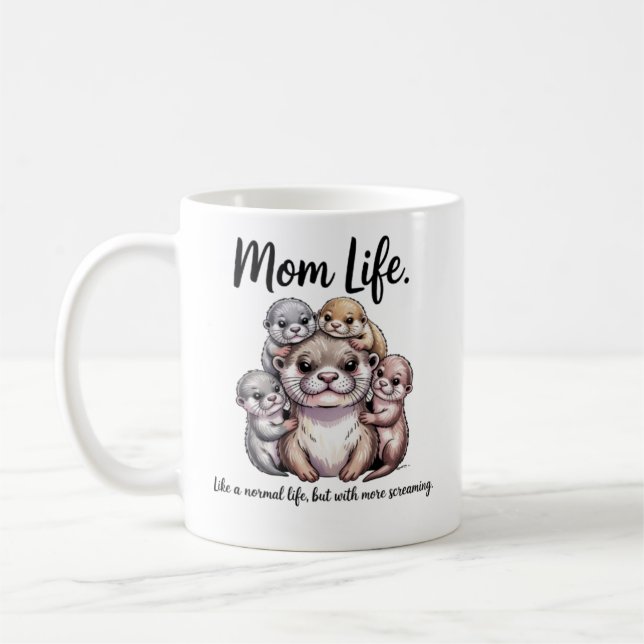 Otter Mom Life Mug - Funny Parenting Coffee Cup (Left)