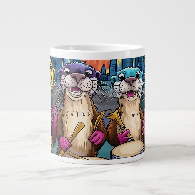 Otter Musicians Giant Coffee Mug (Front)