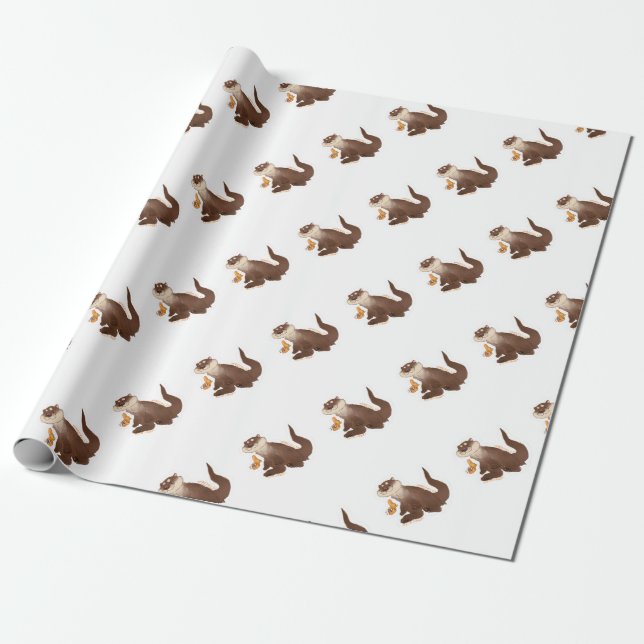 Otter n' Goldfish Wrapping Paper (Unrolled)