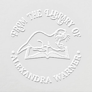 Otter on a Book Round “From the Library of” Book Embosser