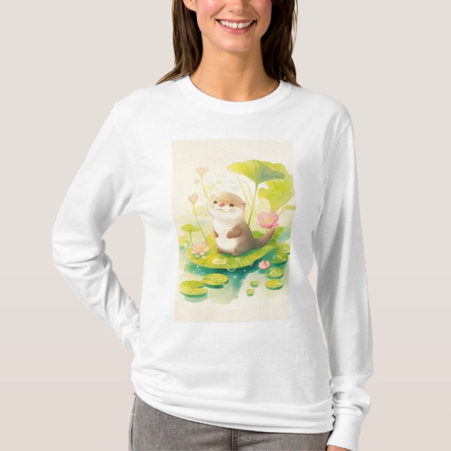 Otter on a Lily Pad T-Shirt (Front)
