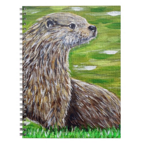 Otter on a River Bank Painting Notebook