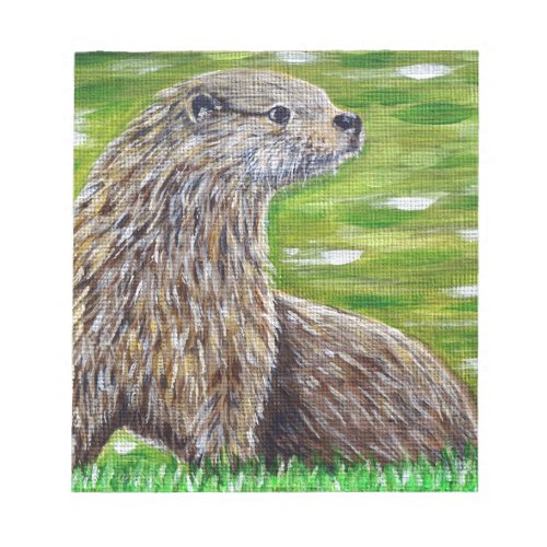 Otter on a River Bank Painting Notepad