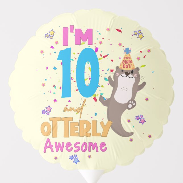 Otter Otterly Awesome Birthday Girl  Balloon (Front)