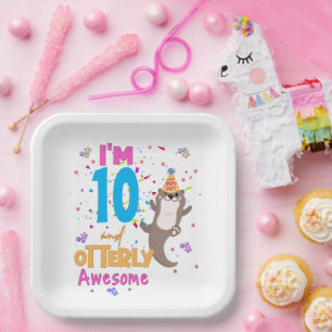Otter Otterly Awesome Birthday Girl  Paper Plates