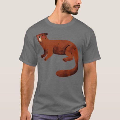 Otter Painting Hand Drawn T_Shirt