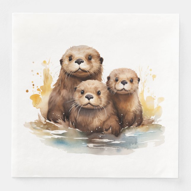 Otter Paper Dinner Napkins (Front)