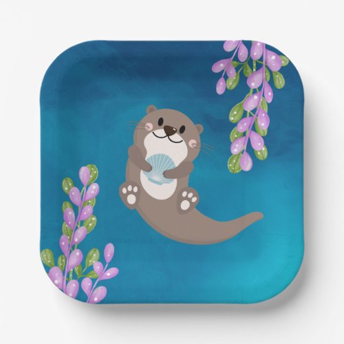 Otter Party Paper Plate