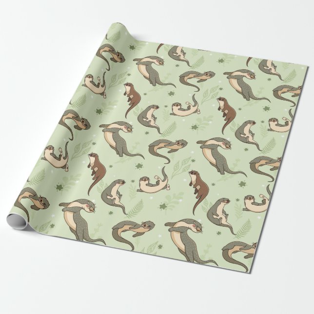 Otter Pattern  Wrapping Paper (Unrolled)