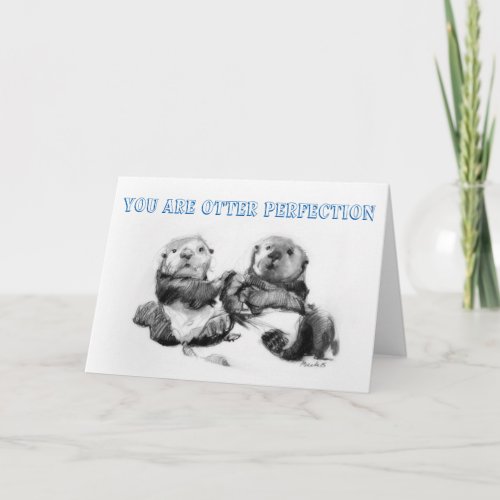 Otter Perfection Punderful Valentines Day Holiday Card