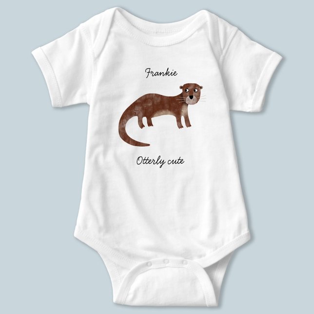Otter Personalized Otterly Cute Baby Bodysuit (Otterly cute personalized baby bodysuit)