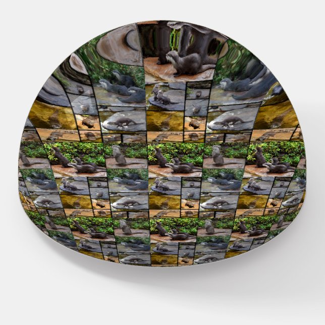 Otter Photo Collage, Paperweight (Angled)