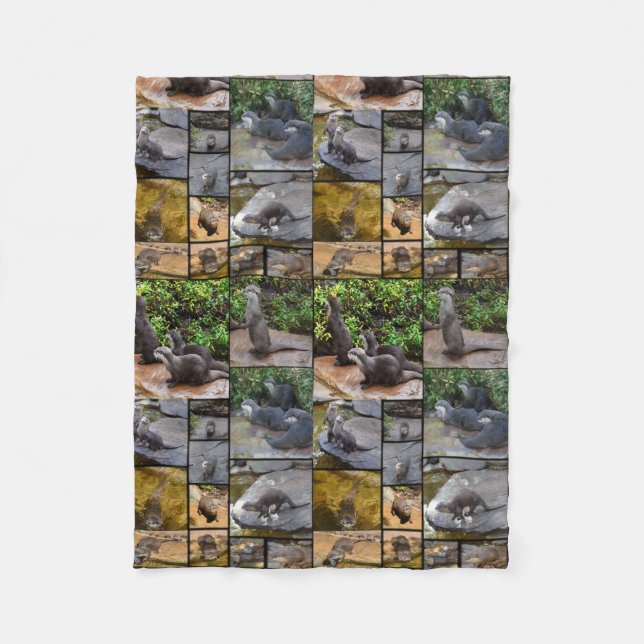 Otter Photo Collage Small Fleece Blanket (Front)