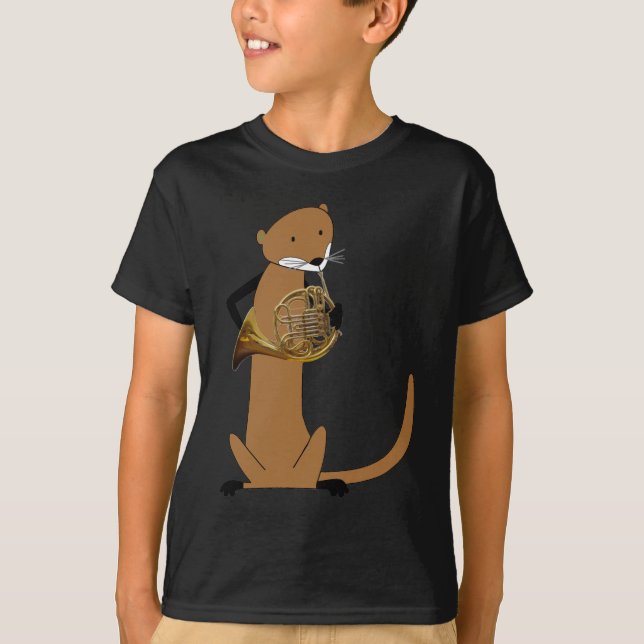 Otter Playing the French Horn T-Shirt (Front)