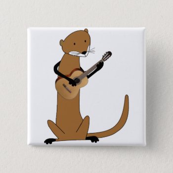 Otter Playing The Guitar Pinback Button by wesleyowns at Zazzle