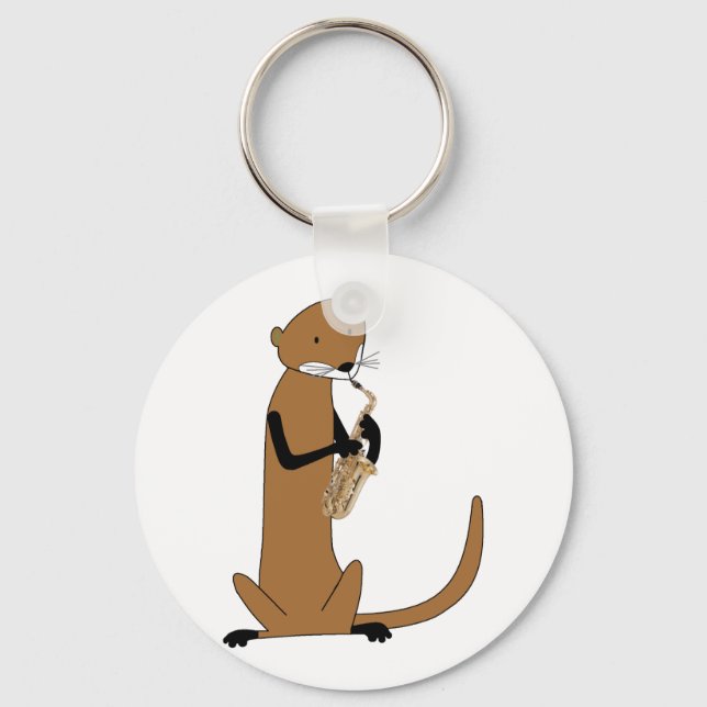 Otter Playing the Saxophone Keychain (Front)