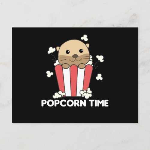 Otter Popcorn Time Whats Poppin Funny Pun Postcard