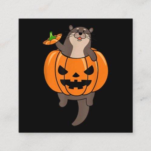 Otter Pumpkin body costume Cute halloween gift Square Business Card