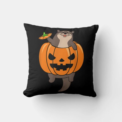Otter Pumpkin body costume Cute halloween gift Throw Pillow