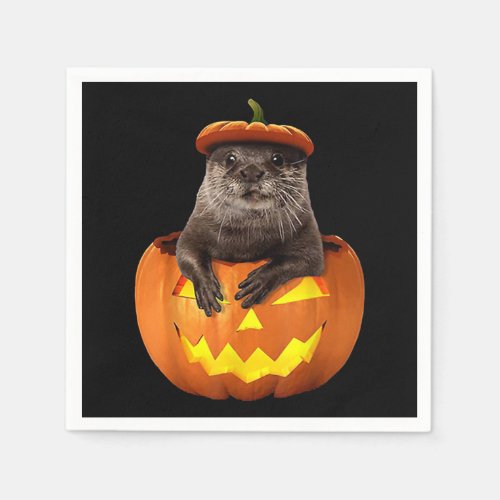 Otter pumpkin halloween funny otter Gift Napkins