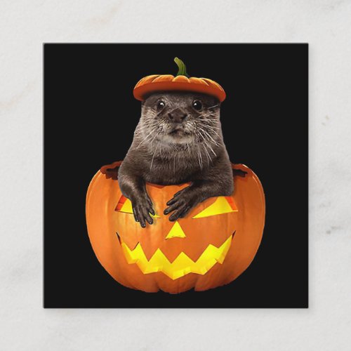 Otter pumpkin halloween funny otter Gift Square Business Card