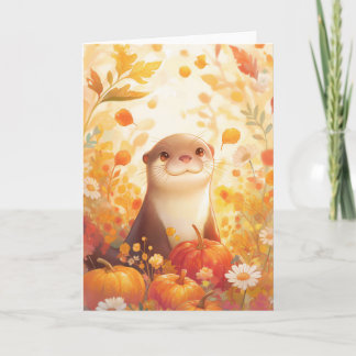 Otter Pumpkin Patch Card