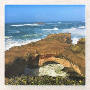 Otter Rock at Devil's Punchbowl State Park, Oregon Glass Coaster