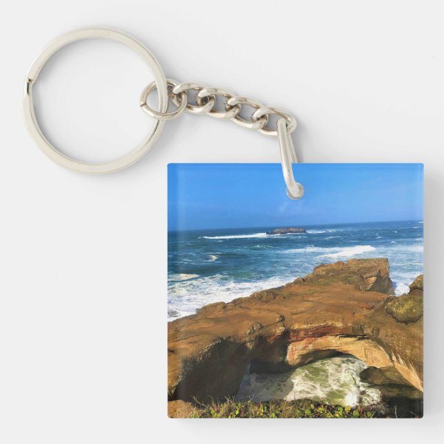 Otter Rock at Devil's Punchbowl State Park, Oregon Keychain (Front)