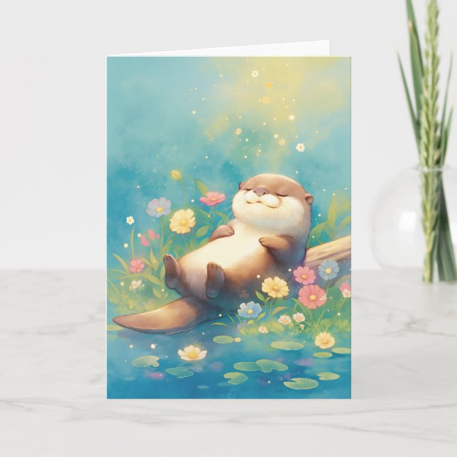 Otter Serene Pond Paradise Card (Front)
