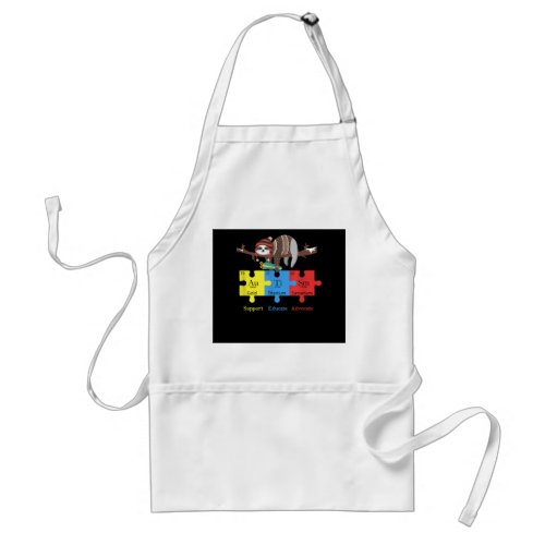 Otter Sloth Support Educate Advocate Autism Adult Apron